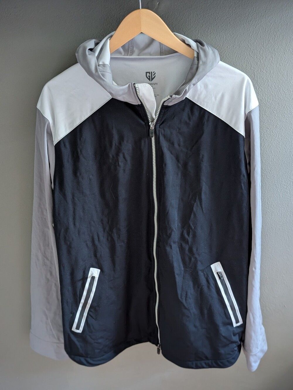 Graham Luxe XL Colorblock Hooded Golf Jacket Windbreaker Full Zip - Picture 1 of 6